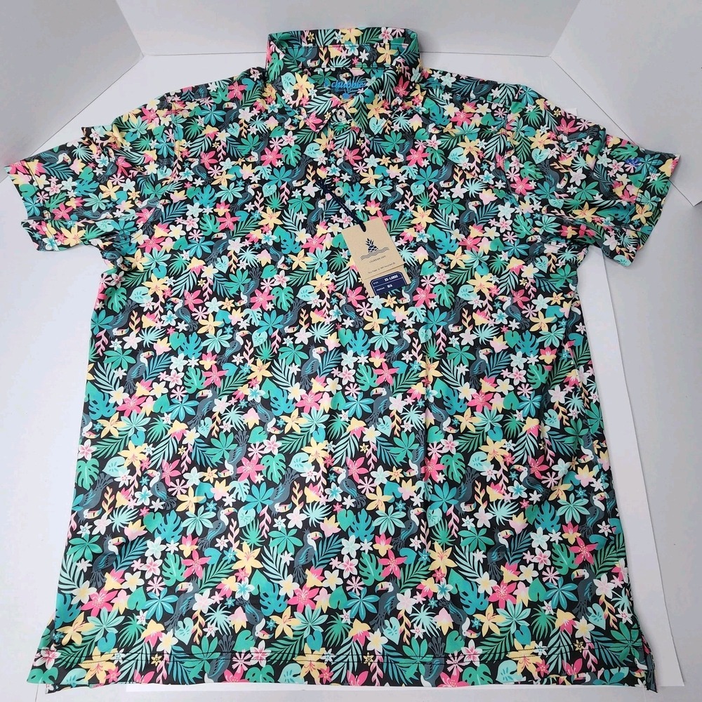 Chubbies Performance Polo 2.0 Shirt Mens 2XL Multicolor The Bloomerang Plants NW